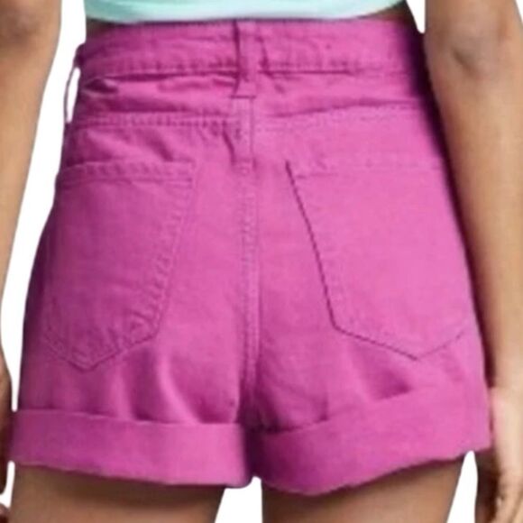 Wild Fable Highest Rise Mom Jean Shorts Size 14/32 Pink Fuchsia Rolled Hem - Picture 15 of 15